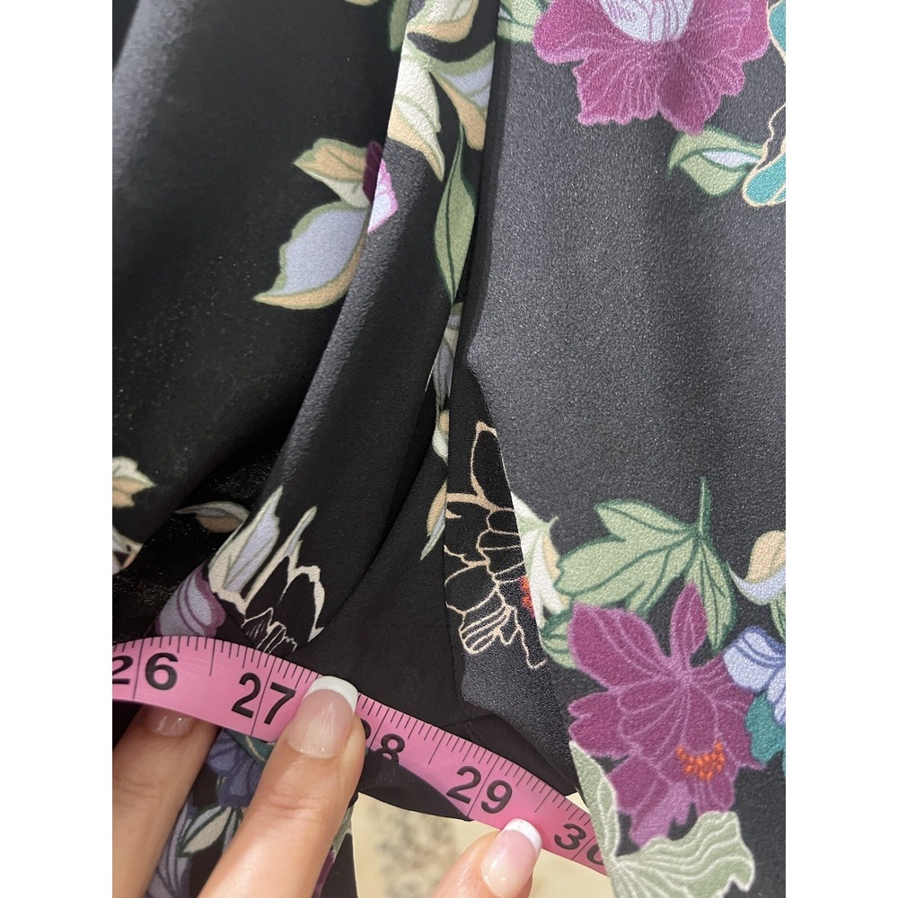 Ann Taylor LOFT Plus 22 Peplum V neck Black Purple  Fall Print blouse - Picture 5 of 8